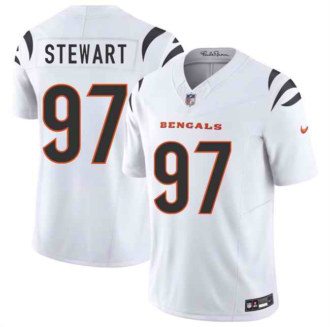 Men's Cincinnati Bengals #97 Shemar Stewart White 2025 Draft F.U.S.E. Vapor Untouchable Limited Stitched Football Jersey
